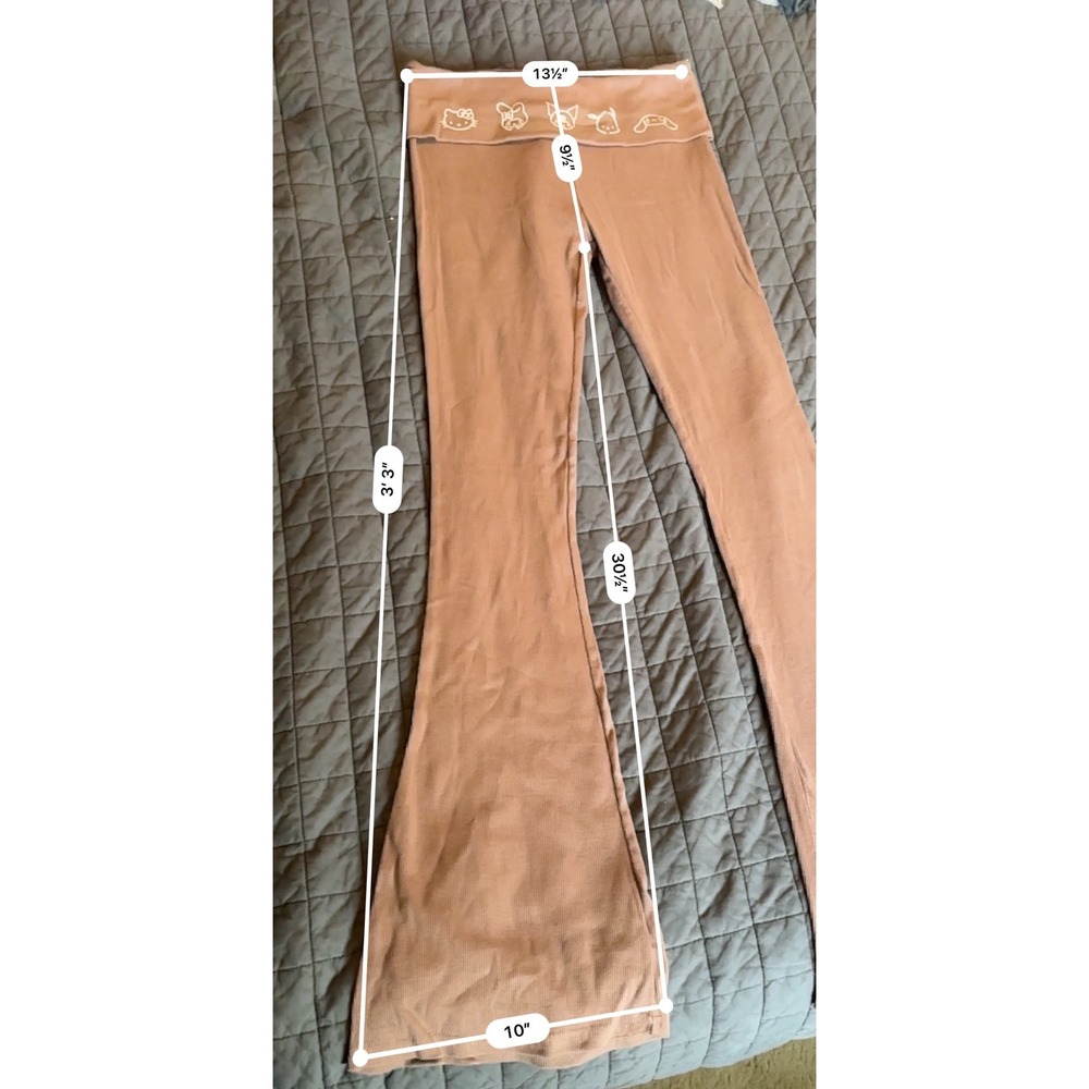 Sanrio Hello Kitty and Friends‎ Brown Ribbed Foldover Flare Pants Small NWOT - Picture 3 of 4